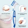 Anbbas 2pcs Double Bristle Head Denture Brush Dental Cleaning Brush with Portable Toothbrush Cup Holder Properly Clean O