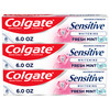 Colgate Whitening Toothpaste for Sensitive Teeth Enamel Repair and Cavity Protection Fresh Mint Gel 6 Oz Pack of 3