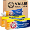 ARM HAMMER Advance White Toothpaste Teeth Whitening Baking Soda Toothpaste with Stain Defense Technology and Fluoride Cl