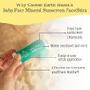Earth Mama Baby Face Mineral Sunscreen Stick SPF 40 NonNano Zinc Natural Water Resistant Sun Cream for Babies Kids Adult