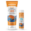 Badger Kids Mineral Sunscreen Combo SPF 40 Cream SPF 35 Kids Face Stick Organic Sunscreens wMineral Zinc Oxide Water Res