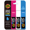 Sun Zapper Zinc Oxide Sunscreen Stick SPF 50 Waterproof 3Pack Pink White Blue For Face Body Adults Kids Baby Travel Size