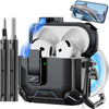 Pohgelan Compatible with AirPods 4th CaseMagnetic Automatic Lock with Phone Stand Cleaning KitCompatible with Magsafe Co