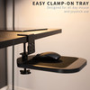 VIVO Clampon Wooden Mouse Pad Holder Platform Adjustable Under Desk 360 Rotating Tray Rest Extension Attachment up to 2