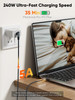 CableCreation 240W USB C to USB C Fast Charging Cord Right Angle 6FT Braided Type C to C Charger Cord for iPhone 16 MacB