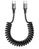 SUNGUY Coiled USB C to USB C Cable 60W 5FTExtendable13FT33FT USBC to USBC Android Auto Carplay Cable for iPhone 17 16 15