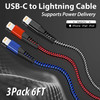 cugunu USB C to Lightning Cable 3 Pack 6FT iPhone Charger Apple MFi Certified Power Delivery Fast Charging Cord Compatib