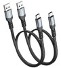 SUNGUY USB to USB C Cable 2FT 2Pack 3A USB A to USB C Cord Fast Charging Data Transfer Braided Compatible with iPhone 16