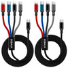 Multi Charging CableUSB C to 4 in 1 Nylon Braided Dual LightningType CMicro Port Fast Charger Cord for iPhone 17 16 15 1