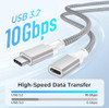 Basesailor Short USB Type C Extension Cable 066FT02M for iPhone 17 AirUSB C 31 32 Gen2 10Gbps Male to Female Extension C