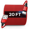 20 Ft USB A to USB C Cable Red Extra Long USB TypeC Cable Premium Durable Nylon Braided Fast Charging for iPhone 1616 Pl