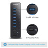 Anker USB Hub USB 30 Hub 10 Port 60W Data Hub with 7 USB30 Ports 3 PowerIQ Charging Ports Compatible with MacBook iMac D