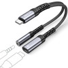 JSAUX USB C to 35mm Headphone and Charger Adapter 2in1 Type C to Aux Audio Jack with PD 60W Fast Charging Dongle Cable C