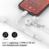 Lightning to 35 mm Headphone Jack AdapterMFi Certified iPhone Headphones Aux Audio DongleUSB Type C to 35 mm Jack Female