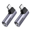 UGREEN 2 Pack USB C to 35mm Audio Adapter Type C Aux Headphone Jack DAC Stereo Mic HiFi Right Angle Dongle Compatible wi