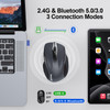TECKNET Wireless Mouse BT5030 24G Rechargeable 4800 DPI Silent USB A Bluetooth Mouse 6 Buttons Wide Compatibility Grey