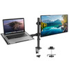 MountIt Laptop Desk Mount with Monitor Arm Dual Laptop and Monitor Stand Fully Adjustable VESA Compatible Ventilated Tra