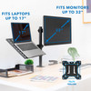 MountIt Laptop Desk Mount with Monitor Arm Dual Laptop and Monitor Stand Fully Adjustable VESA Compatible Ventilated Tra
