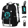 ASXMA Luminous Pattern Travel Laptop Backpack Adjustable Shoulder Strap Waterproof Black Backpack With Usb Charging Port