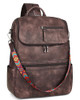 FADEON Laptop Backpack for Women Leather Travel Backpack with Laptop Compartment Designer Ladies Computer Backpacks Coff