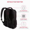 SwissGear 5505 Cecil 16 Laptop Backpack Black Daily Laptop Bag with Gear Attachment Options Multiple Organizer Pockets P