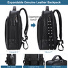 TIDING Mens Leather Business Backpack Fits 156 Inch Laptop Expandable Office Work Casual Daypack with USB Charging Port