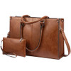 LOVEVOOK Laptop Tote Bag for Women 156 Inch Large Capacity Vintage Leather Work Computer Bag Business Casual Shoulder Ha
