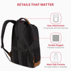 SwissGear 5505 Cecil 16 Laptop Backpack Black CanvasBrown Daily Laptop Bag with Gear Attachment Options Multiple Organiz