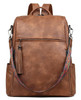 FADEON Leather Laptop Backpack for Women Designer 156 inch PU Laptop Bag Ladies Travel Computer Work Backpack Brown