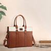 MOSISO Laptop Bag for Women 156 inch PU Leather Laptop Tote Work Bags 15616 inch Large Capacity Double Vertical Stripes