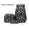 goldwheat Daisy Printed Backpacks With Lunch Pack Pencil Case 3pcs Lightweight Water Resistant Bookbag For Middle School