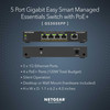 NETGEAR 5 Port PoE Gigabit Ethernet Easy Smart Managed Essentials Switch GS305EPP with 4 x PoE 120W Desktop or Wall Moun