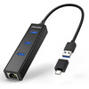TECKNET USB C to Ethernet Aluminum 3 Port USB 30 Hub with RJ45 101001000 Gigabit Ethernet Adapter Converter LAN Wired Ne