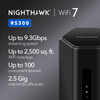 NETGEAR Nighthawk TriBand WiFi 7 Router RS300 Router Only BE9300 Wireless Speed up to 93 Gbps Covers up to 2500 sq ft 10