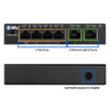 BVTech 6 Port PoE Switch 4 PoE Ports with 2 Ethernet Uplink and Extend Function 60W 8023at 1 High Power PoE Port Desktop