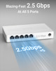 BrosTrend 5 Port 25GB Switch Unmanaged Ethernet Switch for Game Console PC NAS etc 25 Gigabit Network Switch Fanless Plu