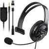 Joso Wired One Ear Headset with Mic Single Ear Headset for PS5PS4XboxSwitchPCiPadMac Tablet with 35mm to Type C USBA Ada