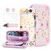 HYPERCASE Pink Cute Little Elf Switch OLED Accessories Bundle with Portable Switch OLED Carrying Travel Case Pouch Hards