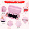 FUNDIARY Pink Strawberry Travel Carrying Case for Nintendo Switch OLED Portable Accessories Kit with Shouckproof Storage