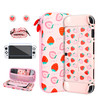 RHOTALL 6 in 1 Cute Strawberry Carrying Case Set for Nintendo Switch OLEDPortable Pink Travel bundle Case for Switch OLE