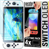 Orzly Glass Screen Protector for Nintendo Switch OLED 2024 Console Accessories Pack of 4 Tempered Glass Life time Editio