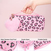 DLseego Pink Love Leopard Carrying Case for Switch OLED Cute Silicone Protective Soft Cover with 4PCS Thumb Grip Caps an