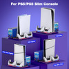 NinJoyGo PS5 Stand Cooling Station with Controller Charger Upgraded Cooler Fan for PS5 Slim Disc Digital Console Gaming
