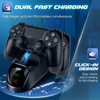 TNP PS4 Controller Charging Station Dock Stand PS4 Dualshock Control Gamepad USB Port Dual Charger Cradle Base with Cabl