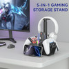 KDD Dual Controller Holder with Headphone Stand MultiFunctional Desk Storage Box with Phone Holder Universal Controller
