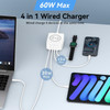 Multiple USB Charging StationFast Charging 60W USBC Charger Block with 15W Wireless Charger2 PD USBC2 QC USBA Multi Port