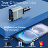 Flexino Retractable Car Charger for iPhone 16 69W Fast Charging Car Charger USB C Car Chargers with 2 Retractable Cords