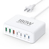 USB C Charger Block 180W GaN 7 Port USB Charging Station Wall Charger PD 65W Laptop Power Adapter Wall Plug USB C Block
