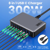 USB C Charger 300W USB C Charger Block GaN IV 8Port Fast Charging Station HubUpgraded PD 100W Laptop Desktop Chargers Ad