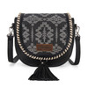 Wrangler Flap Saddle Bag Boho Purses for Women Small Crossbody Satchal Bag Embossed Braid Handbags with Tessel WG2212813